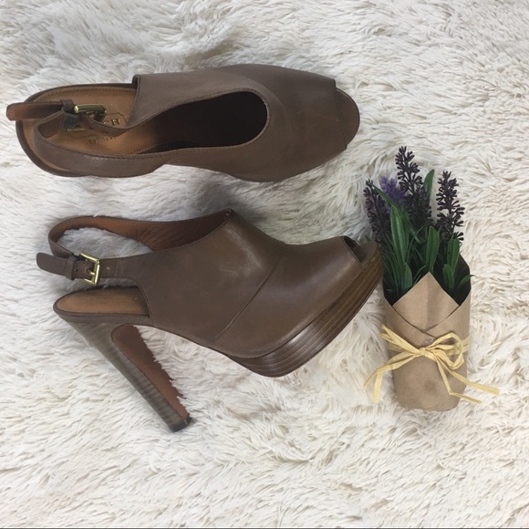 Coach Shoes - Coach• Peep Toe Leather Bootie Heeled Sandals